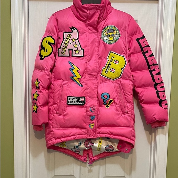 Lalabobo - pink puffer parka with embellishments- size M - Picture 1 of 14